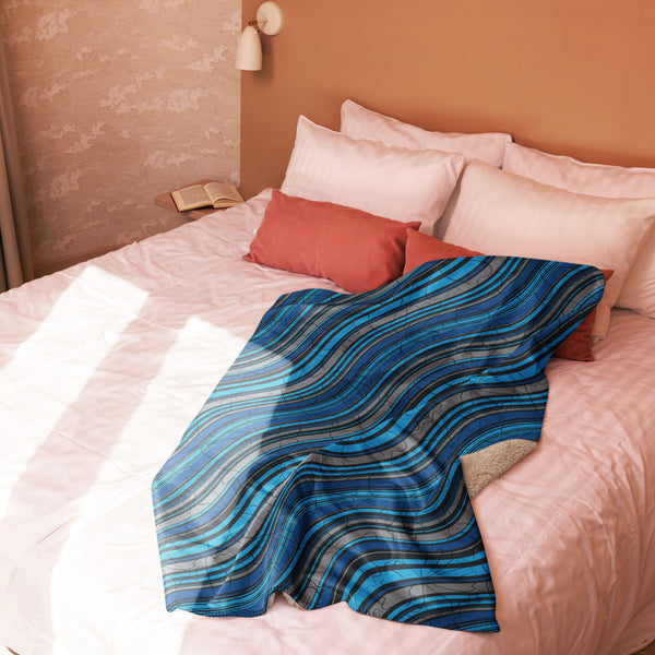 Waves of Comfort - Abstract Sherpa Blanket - - Blankets