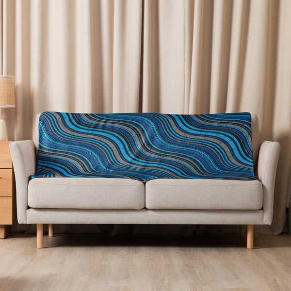 Waves of Comfort - Abstract Sherpa Blanket - - Blankets