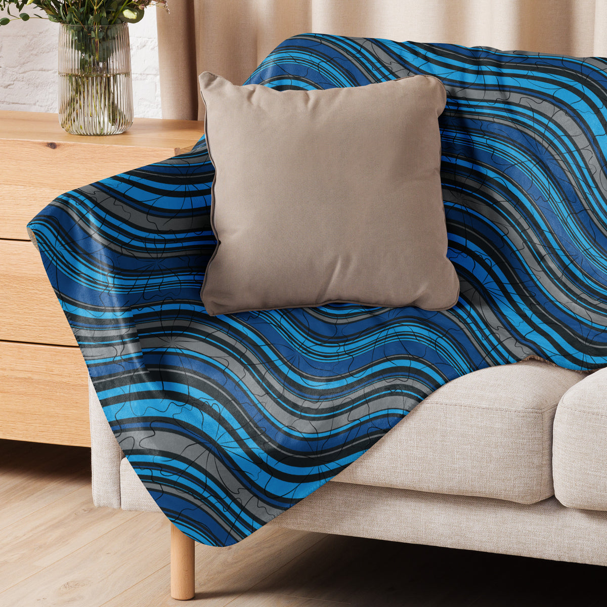 Waves of Comfort - Abstract Sherpa Blanket - - Blankets