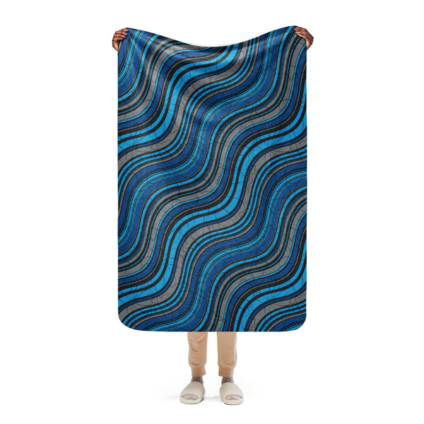 Waves of Comfort - Abstract Sherpa Blanket - - Blankets