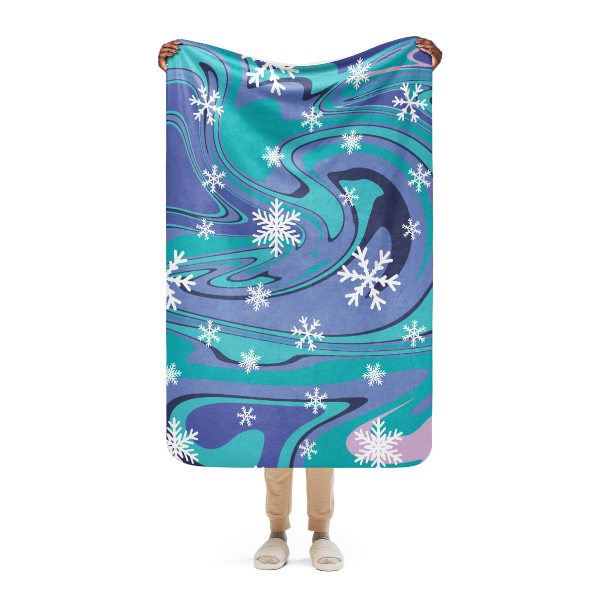 Snowy Swirls - Vibrant Sherpa Blanket for Winter Nights - - Blankets