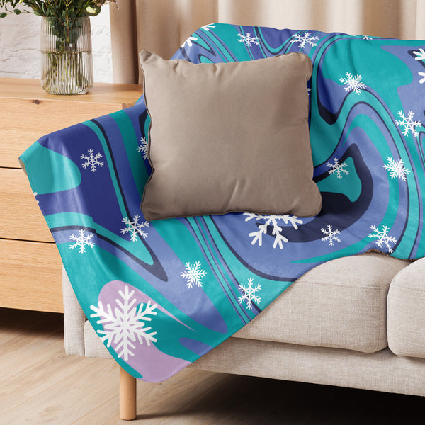 Snowy Swirls - Vibrant Sherpa Blanket for Winter Nights - - Blankets