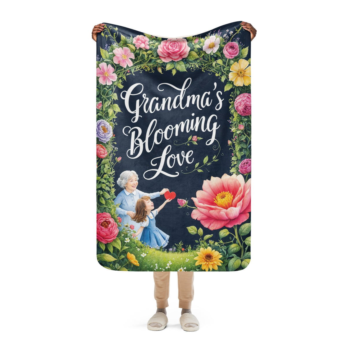 Eternal Blossoms - Grandma's Love Wrapped in Warmth - - Blankets