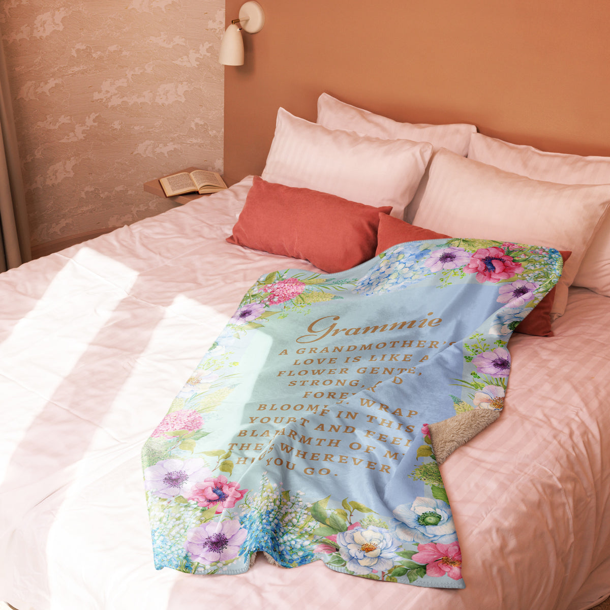 Grammie’s Love – Gift Blanket of Flowers & Warmth - - Sherpa blanket