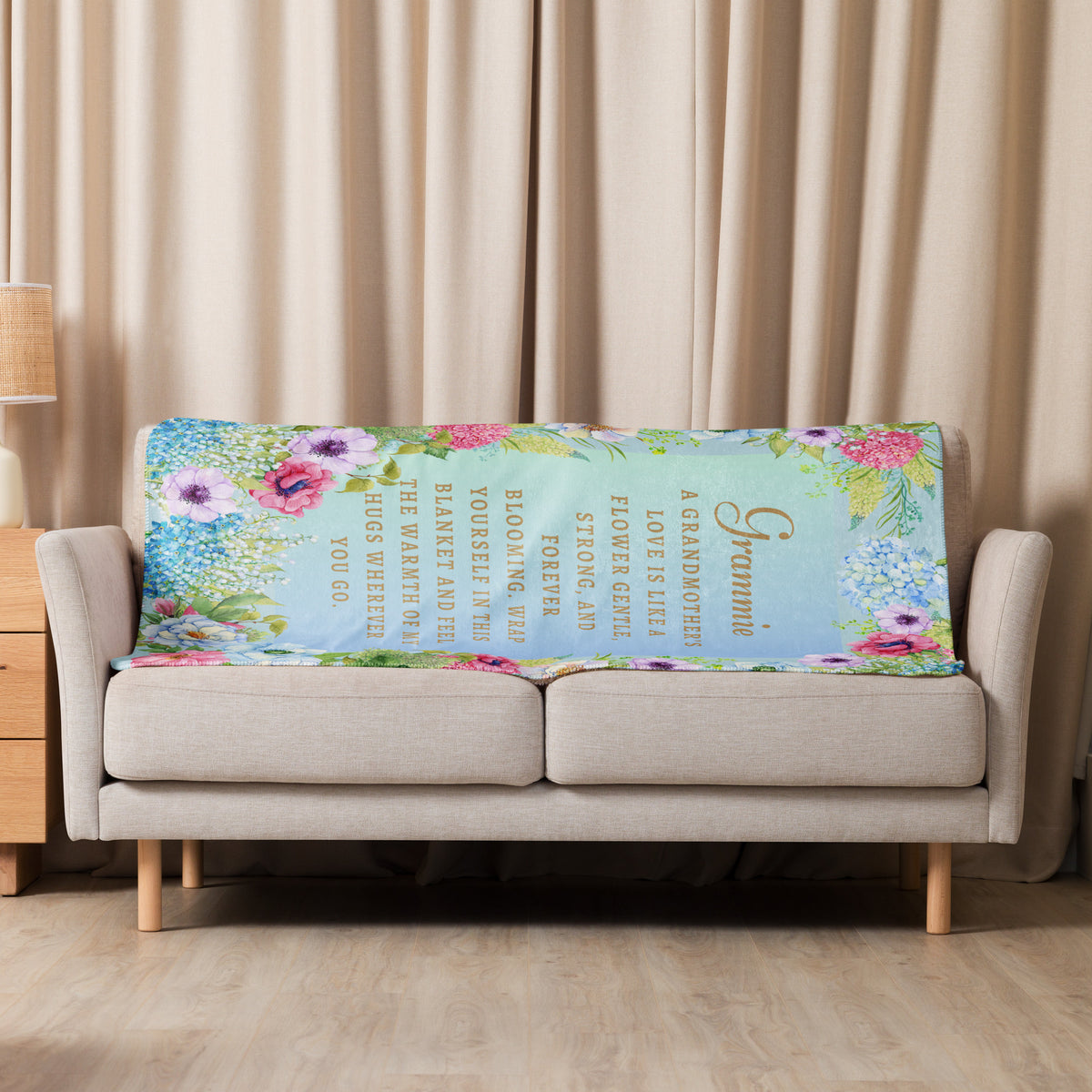 Grammie’s Love – Gift Blanket of Flowers & Warmth - - Sherpa blanket