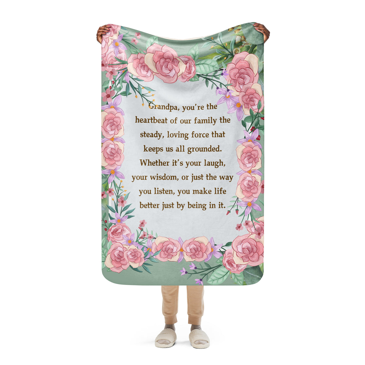 Grandpa, Our Family’s Heartbeat – Cozy Sherpa Blanket - Default Title - Sherpa blanket