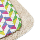 Lively Luxe - Colorful Geometric Sherpa Blanket - - Blankets