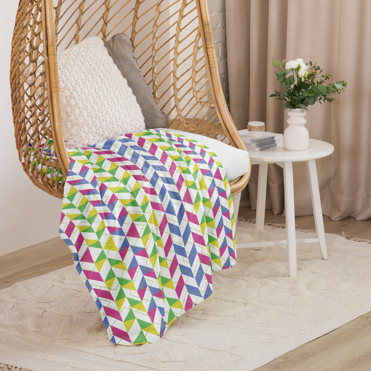 Lively Luxe - Colorful Geometric Sherpa Blanket - 50″×60″ - Blankets