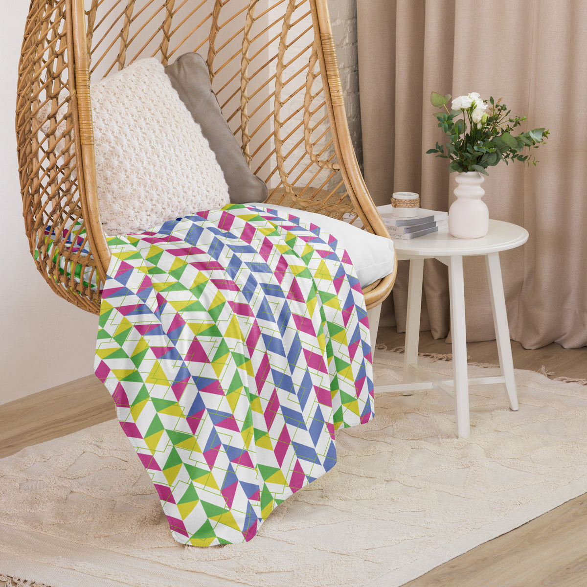 Lively Luxe - Colorful Geometric Sherpa Blanket - 60″×80″ - Blankets