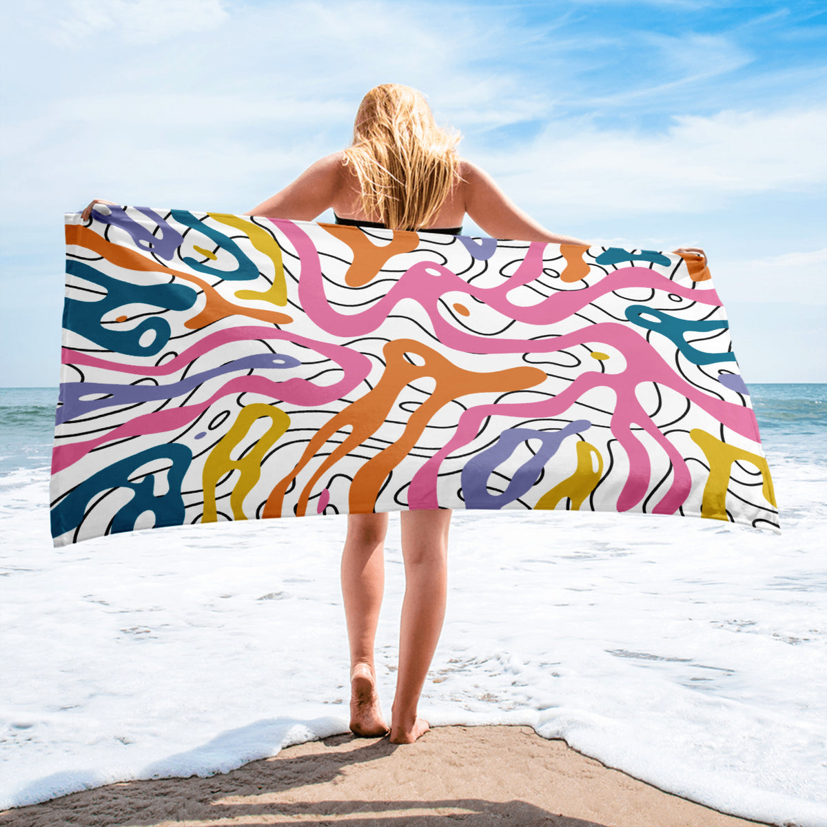 Psychedelic Waves Sublimation Towel - - Towels