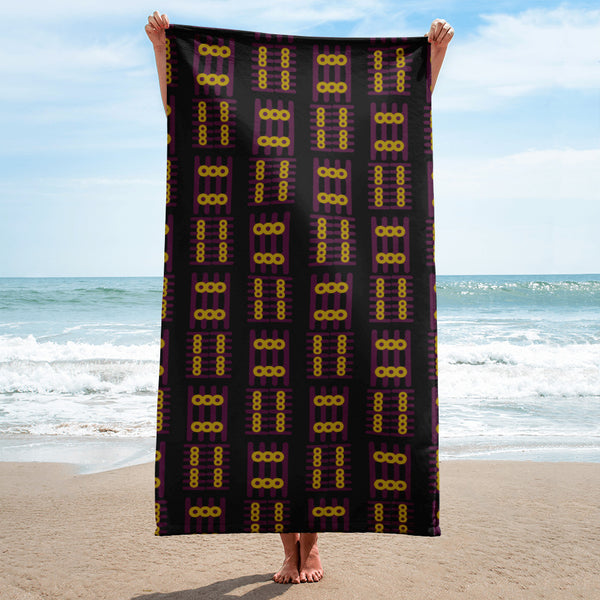 Geometric Elegance - Maroon & Yellow Sublimation Towel - Default Title - Towels