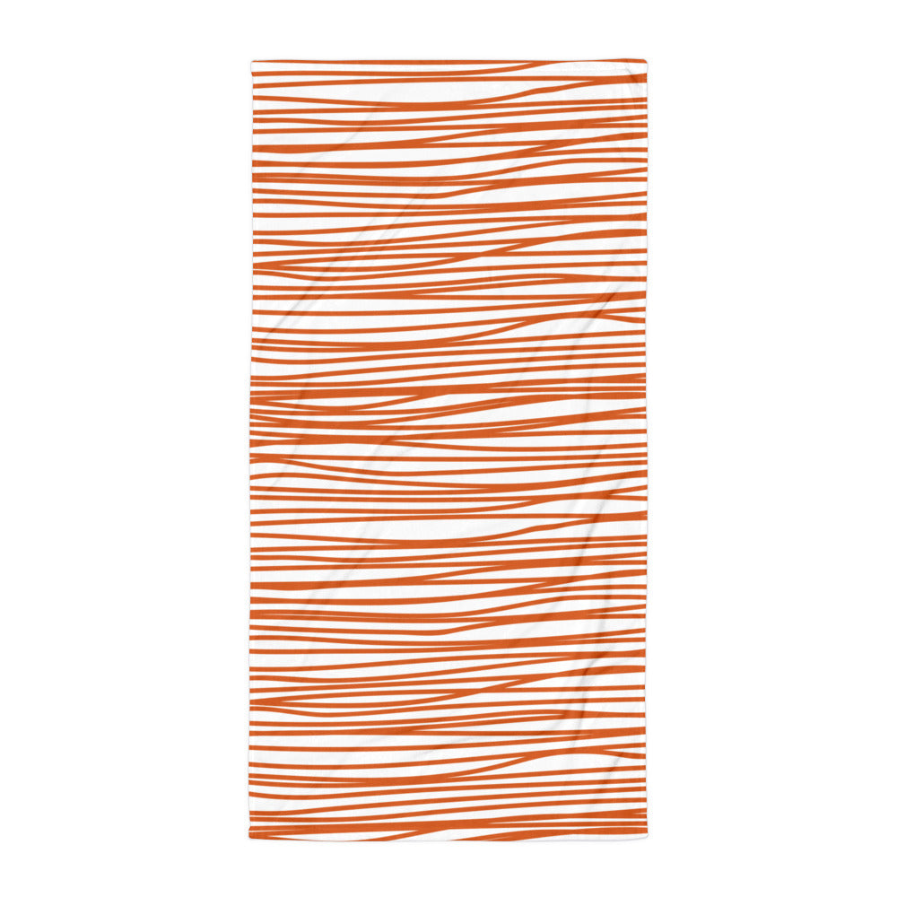 Modern Motion - Vibrant Orange Wavy Towel - - Towels