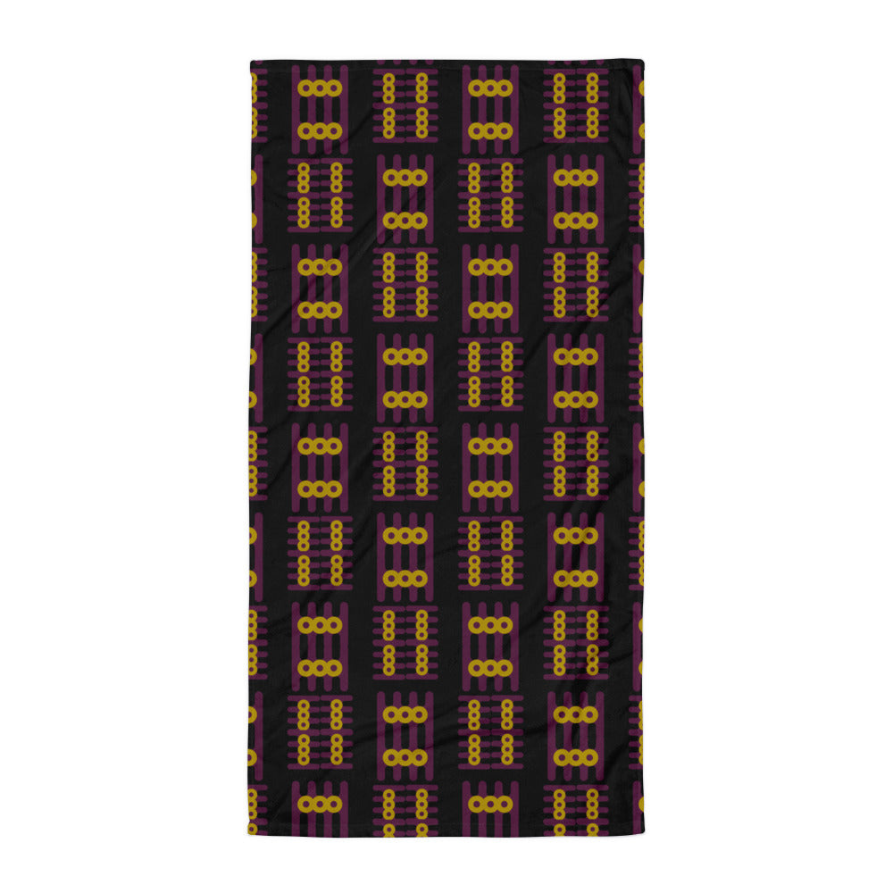 Geometric Elegance - Maroon & Yellow Sublimation Towel - - Towels