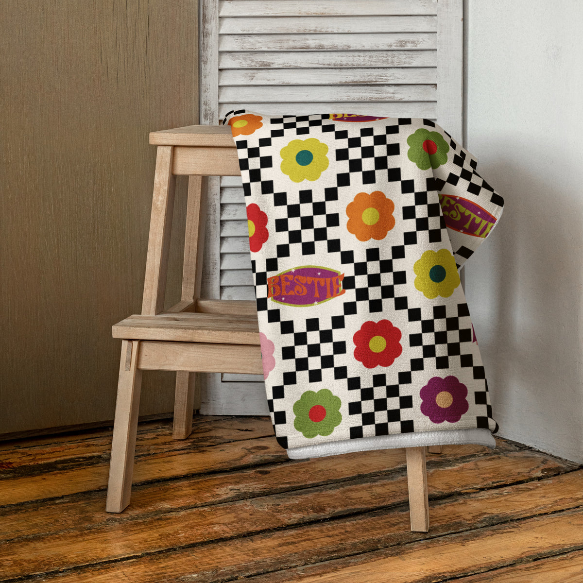 Bestie Check – A Retro Vibe Towel for Your BFF! - - Towels