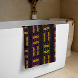 Geometric Elegance - Maroon & Yellow Sublimation Towel - - Towels