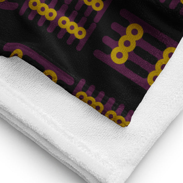 Geometric Elegance - Maroon & Yellow Sublimation Towel - - Towels