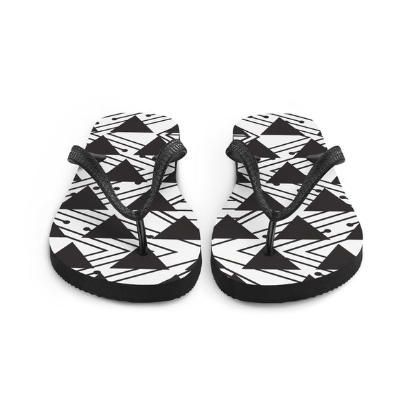 Timeless Geometry - Sleek Black Flip-Flops - - Shoes