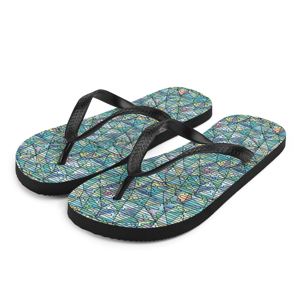 Abstract Summer Vibes Flip-Flops - - Shoes