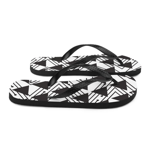 Timeless Geometry - Sleek Black Flip-Flops - - Shoes