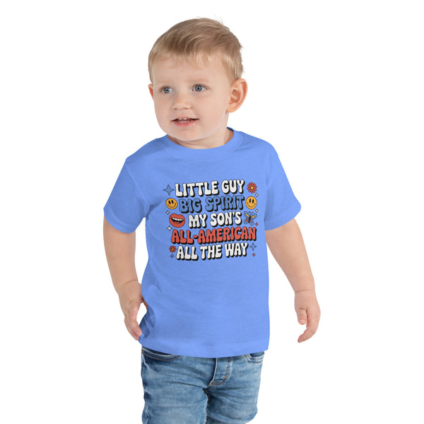 All-American Spirit Toddler Tee for Sons – Gift for July 4th - Heather Columbia Blue - Toddler Short Sleeve Tee