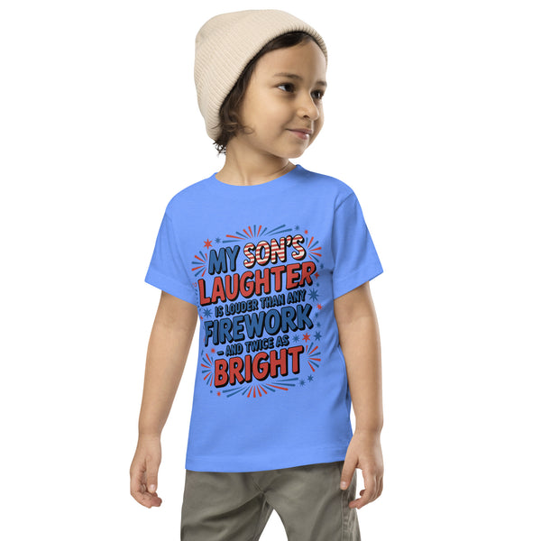 My Son’s July 4th Tee – Firework Laughter & Joy - Heather Columbia Blue - Toddler Short Sleeve Tee
