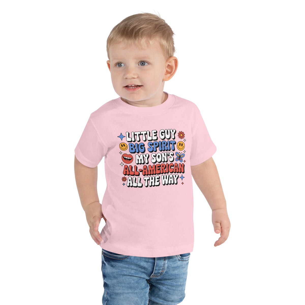 All-American Spirit Toddler Tee for Sons – Gift for July 4th - Pink - Toddler Short Sleeve Tee