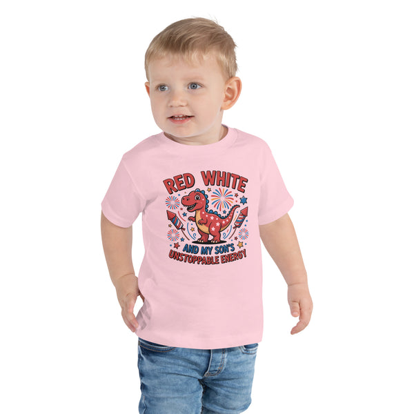 Dino Energy Toddler Tee – Gift for Son on July 4th - Pink - Toddler Short Sleeve Tee