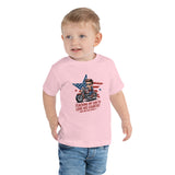 Cool Toddler Tee for Son – Independence Day Motorcycle Vibe - Pink - Toddler Short Sleeve Tee
