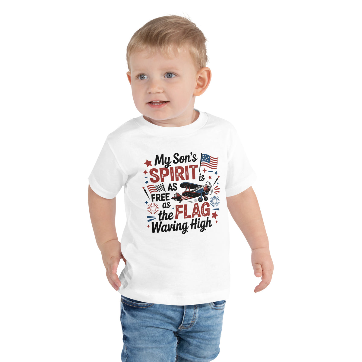 Free-Spirited Toddler Tee – Independence Day Gift for Son - White - Toddler Short Sleeve Tee