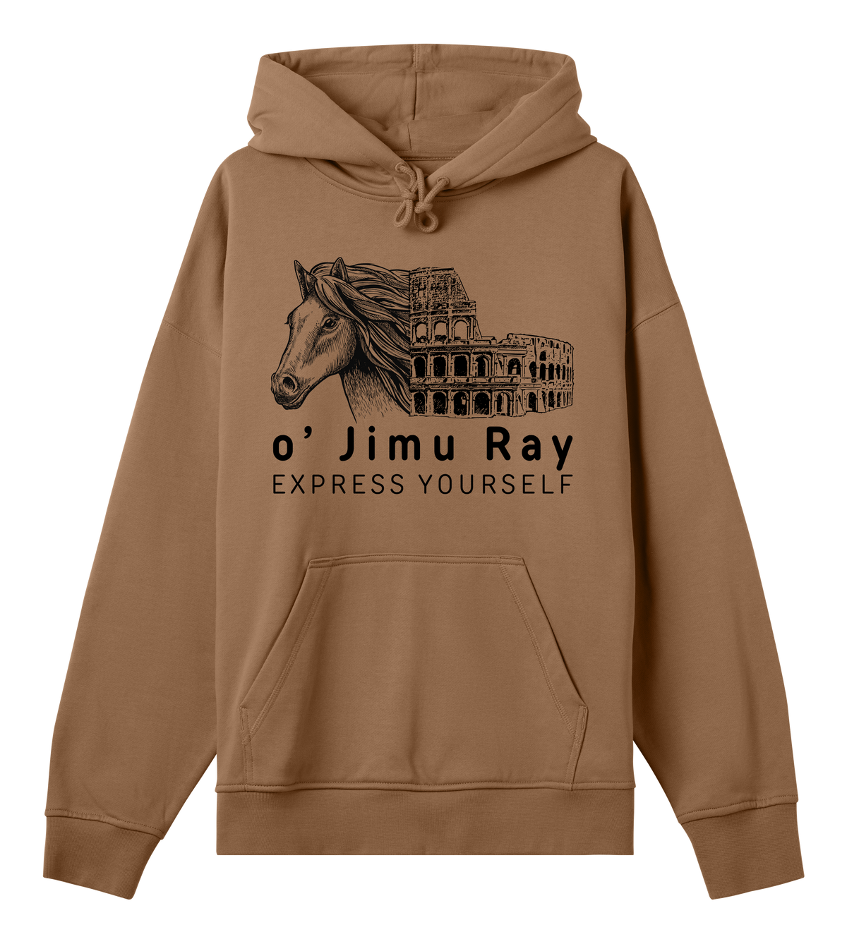 Wild and Free - Horse Illustration Hoodie - Toffee brown men - Hoodies