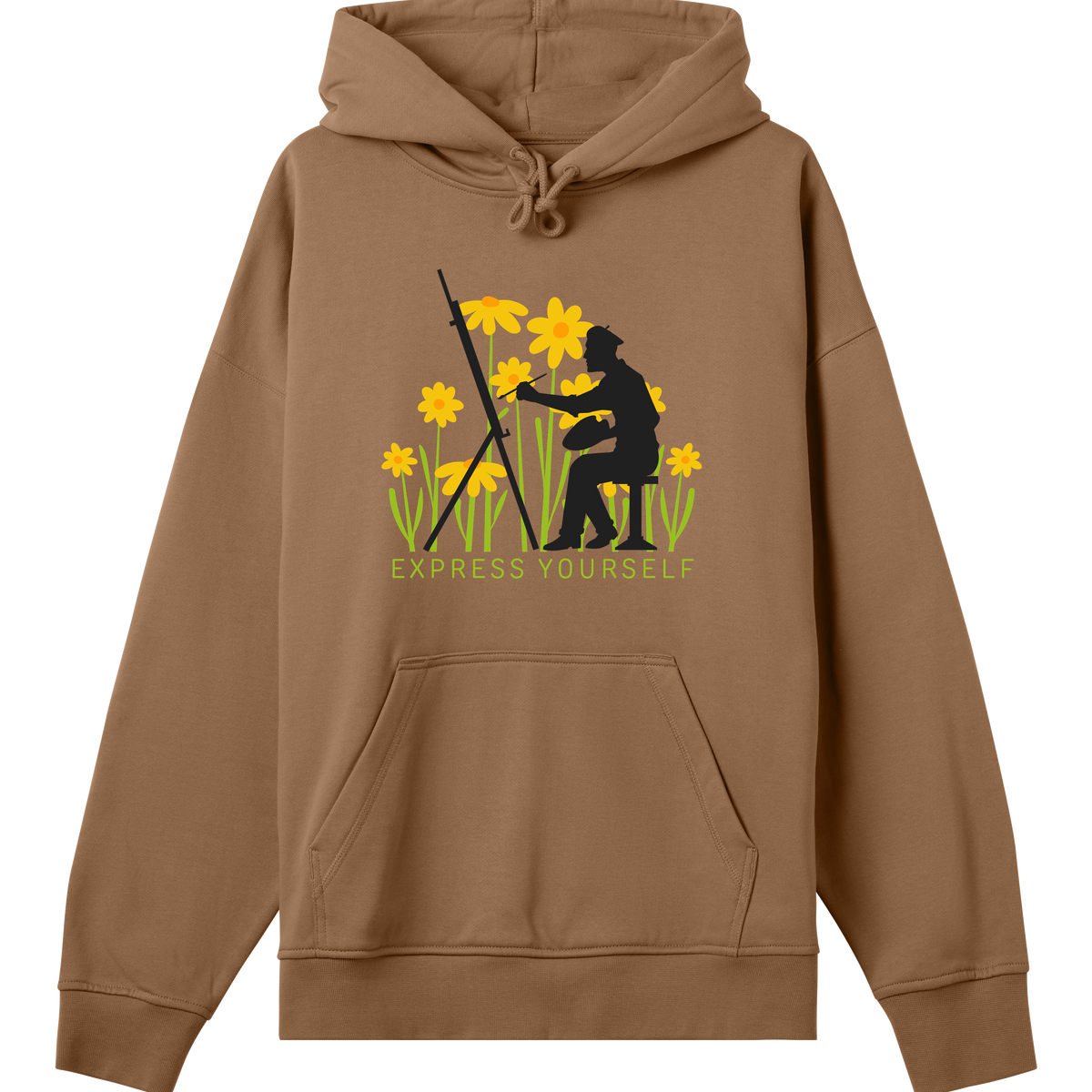 Floral Fantasy - Boxy Hoodie - Toffee brown men - Hoodies