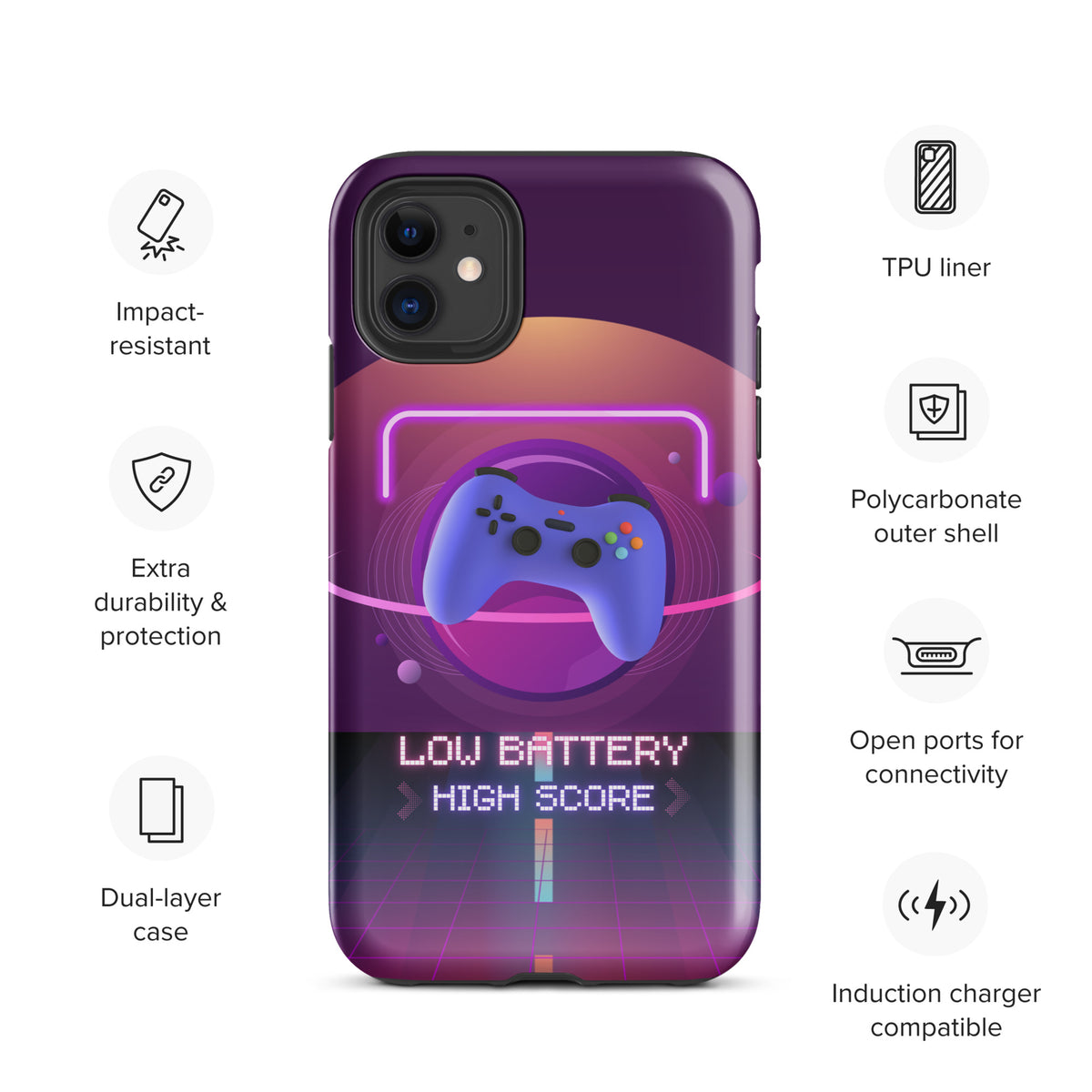 Low Battery High Score – Gamer Tough iPhone® Case - iPhone 11 - Phone Case
