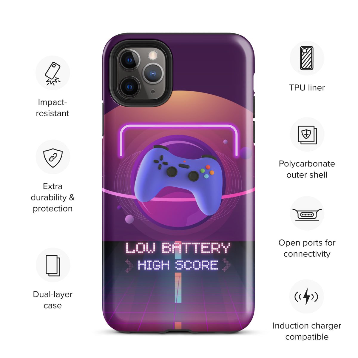 Low Battery High Score – Gamer Tough iPhone® Case - iPhone 11 Pro Max - Phone Case