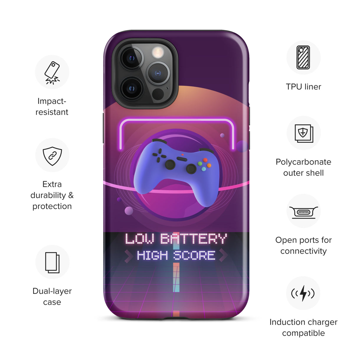 Low Battery High Score – Gamer Tough iPhone® Case - iPhone 12 Pro Max - Phone Case
