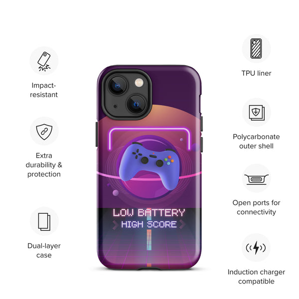 Low Battery High Score – Gamer Tough iPhone® Case - iPhone 13 mini - Phone Case