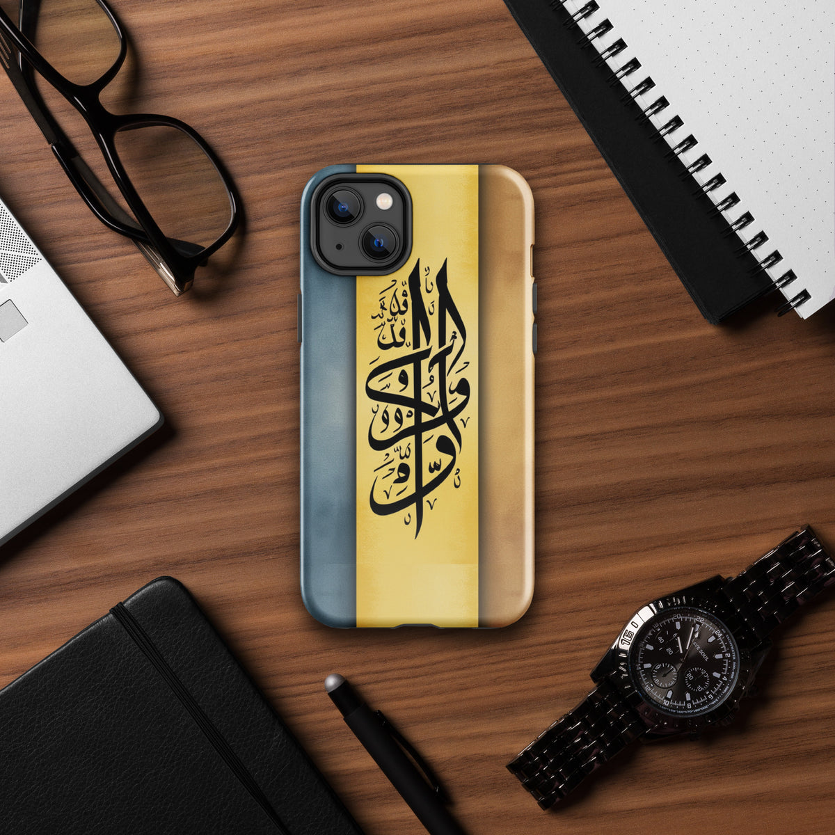 Artistry & Elegance - Dual-Layer Calligraphy Case - Glossy iPhone 14 Plus - Tech Accessories