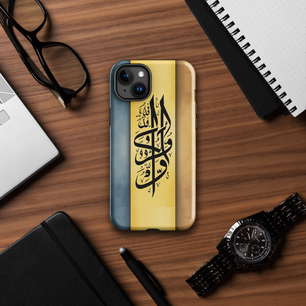 Artistry & Elegance - Dual-Layer Calligraphy Case - Glossy iPhone 15 Plus - Tech Accessories