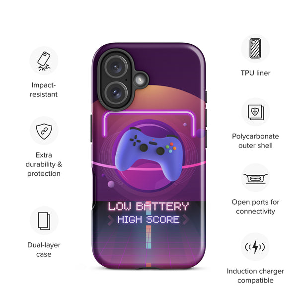 Low Battery High Score – Gamer Tough iPhone® Case - iPhone 16 - Phone Case