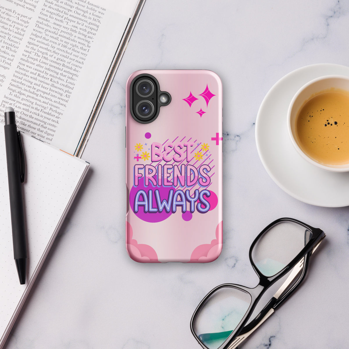 Stylish iPhone® Tough Case – Best Friends Always Edition - iPhone 16 Plus - Phone Case