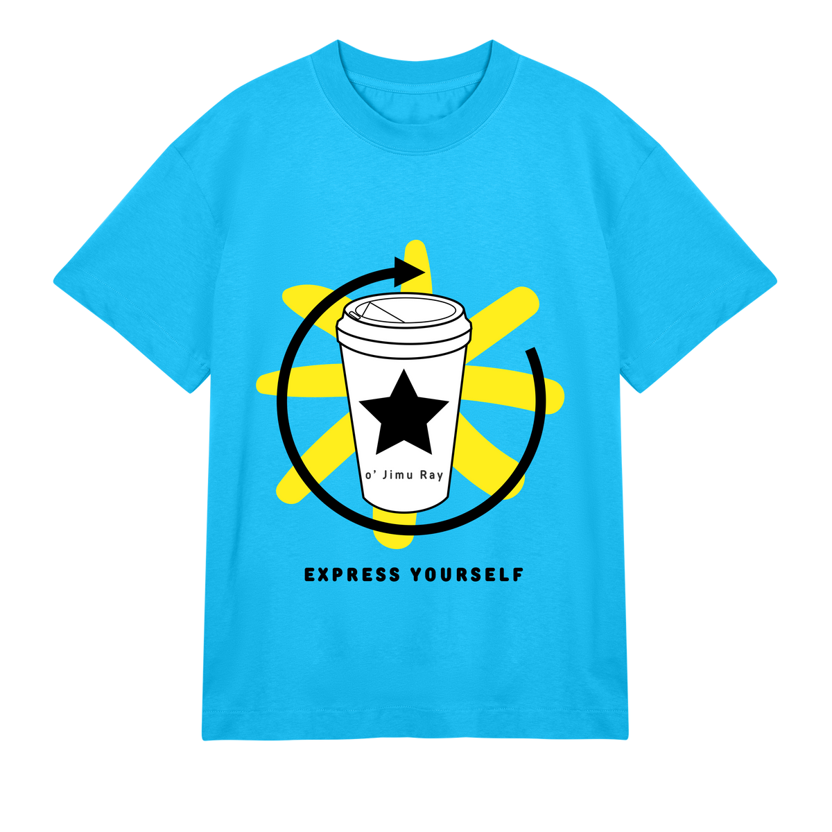 Cafe Culture - Vibrant Coffee Art Tee - Turquoise men - T-shirts