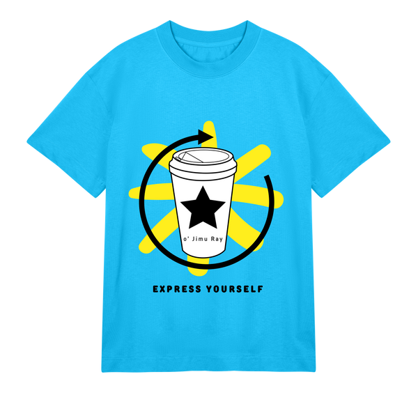 Cafe Culture - Vibrant Coffee Art Tee - Turquoise men - T-shirts