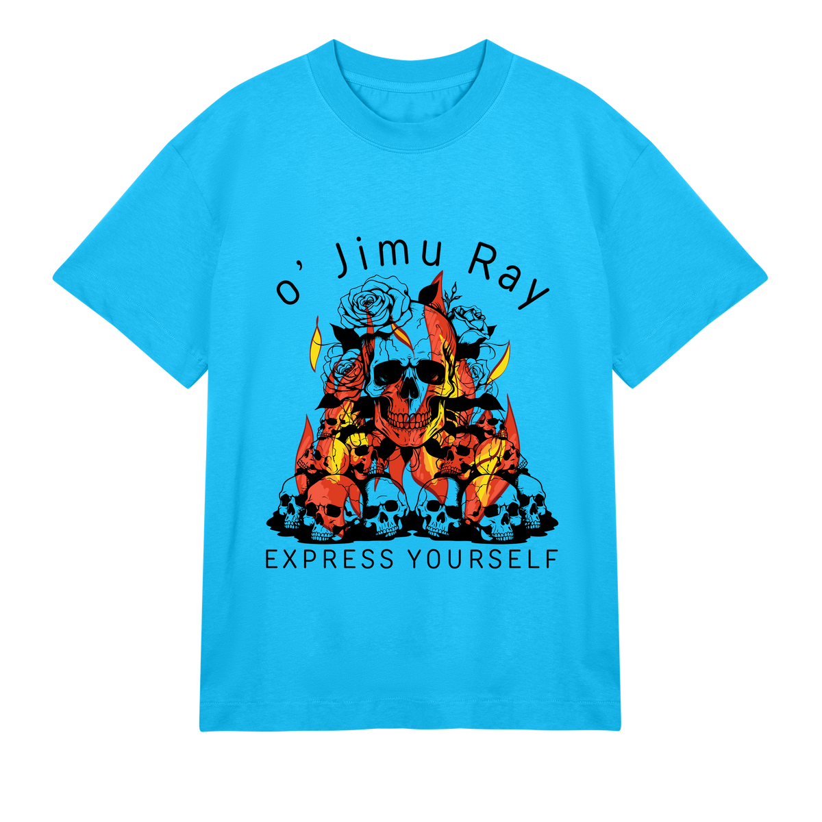 Fire & Bones - Intense Skull Art Tee - Turquoise men - T-shirts