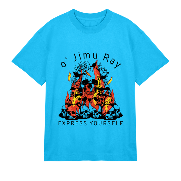 Fire & Bones - Intense Skull Art Tee - Turquoise men - T-shirts