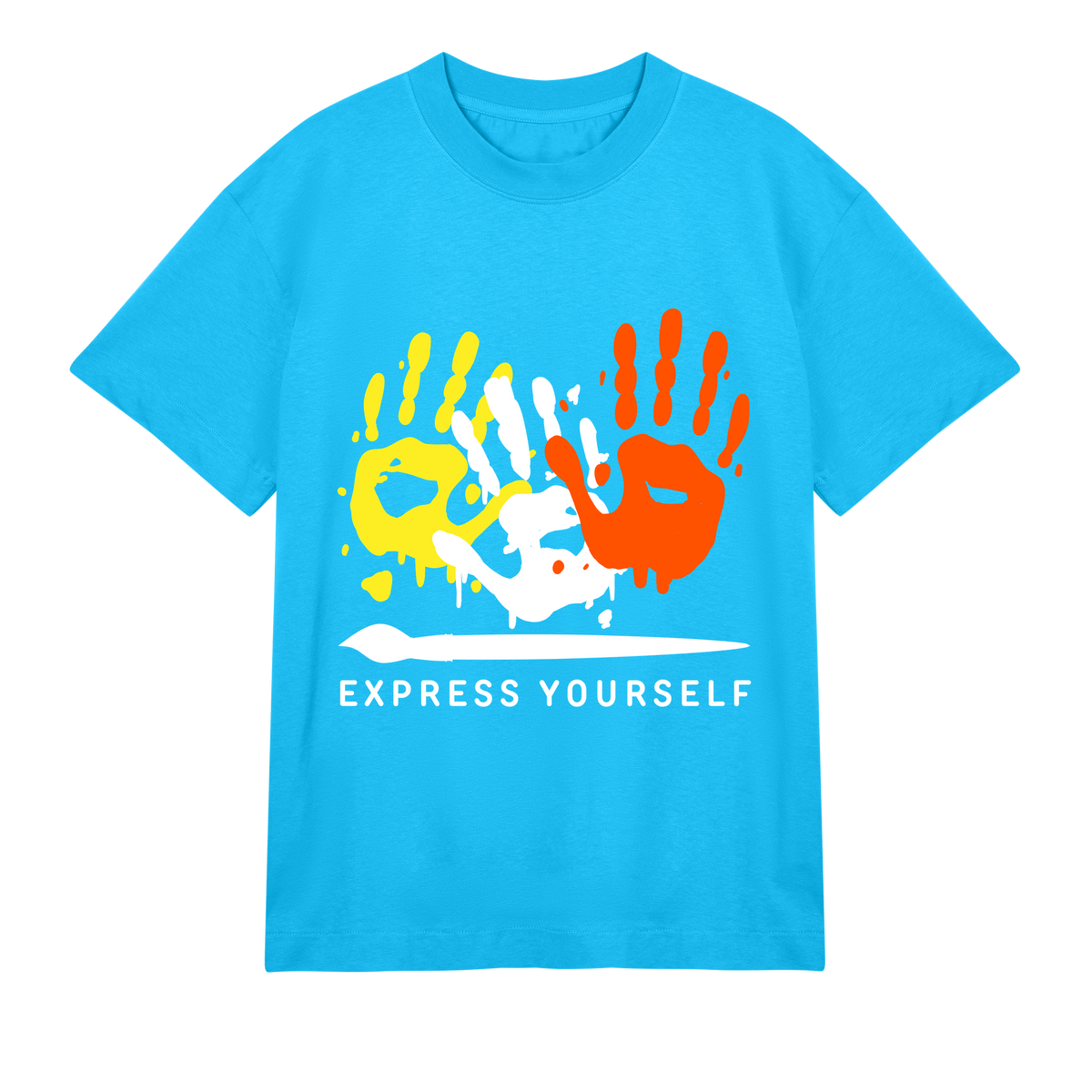 Artistic Imprint Boxy Tee - Turquoise men - T-shirts