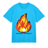 Flame On - Bold Fire Art Tee - Turquoise men - T-Shirts