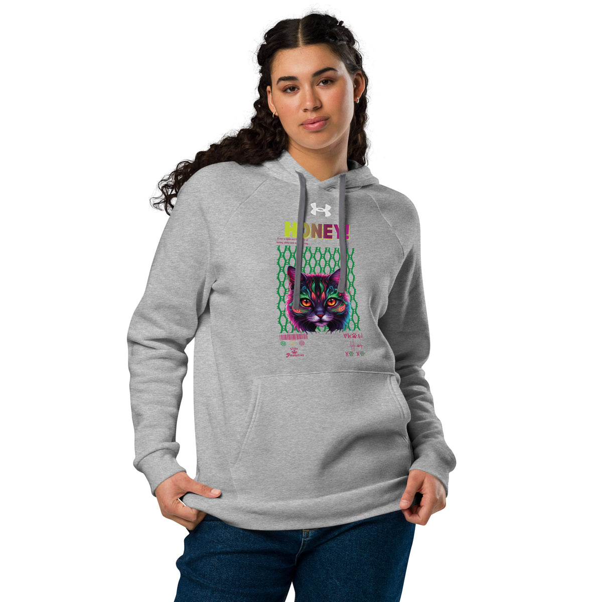 Colorful Cat Magic - Honey-Inspired Hoodie - Grey - Hoodies