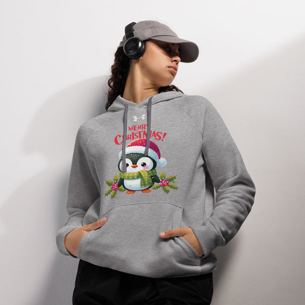 Holiday Hugs Hoodie - A Penguin's Merry Embrace - Grey - Hoodies