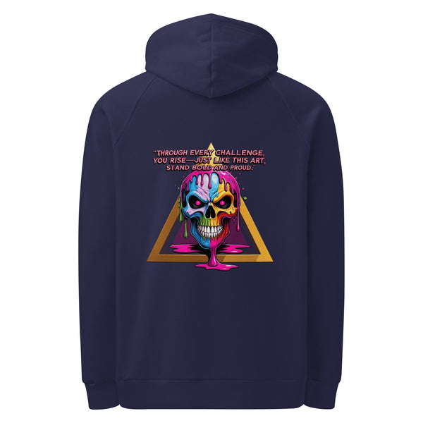 Through Every Challenge - Neon Skull Hoodie - Navy - Hoodies