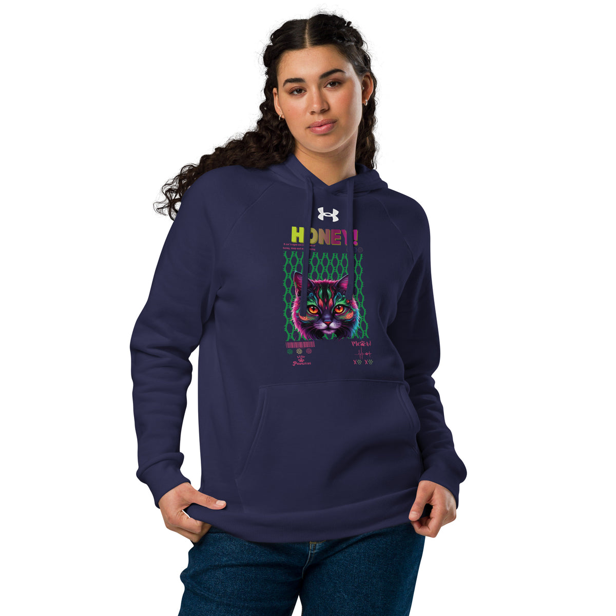 Colorful Cat Magic - Honey-Inspired Hoodie - Navy - Hoodies