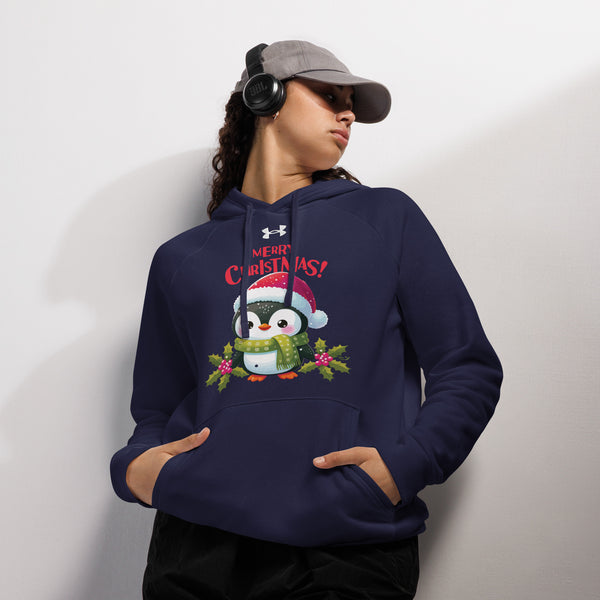 Holiday Hugs Hoodie - A Penguin's Merry Embrace - Navy - Hoodies